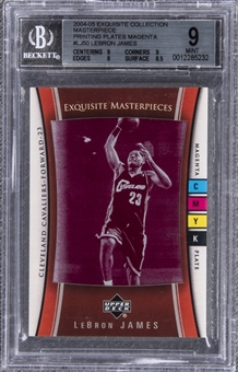 2004-05 UD "Exquisite Collection" Exquisite Masterpieces #LJ50 LeBron James Printing Plate Magenta Card – BGS MINT 9